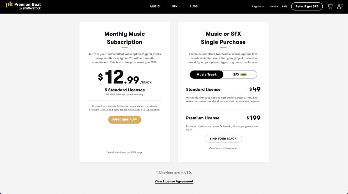 PremiumBeat vs Bensound Bensound